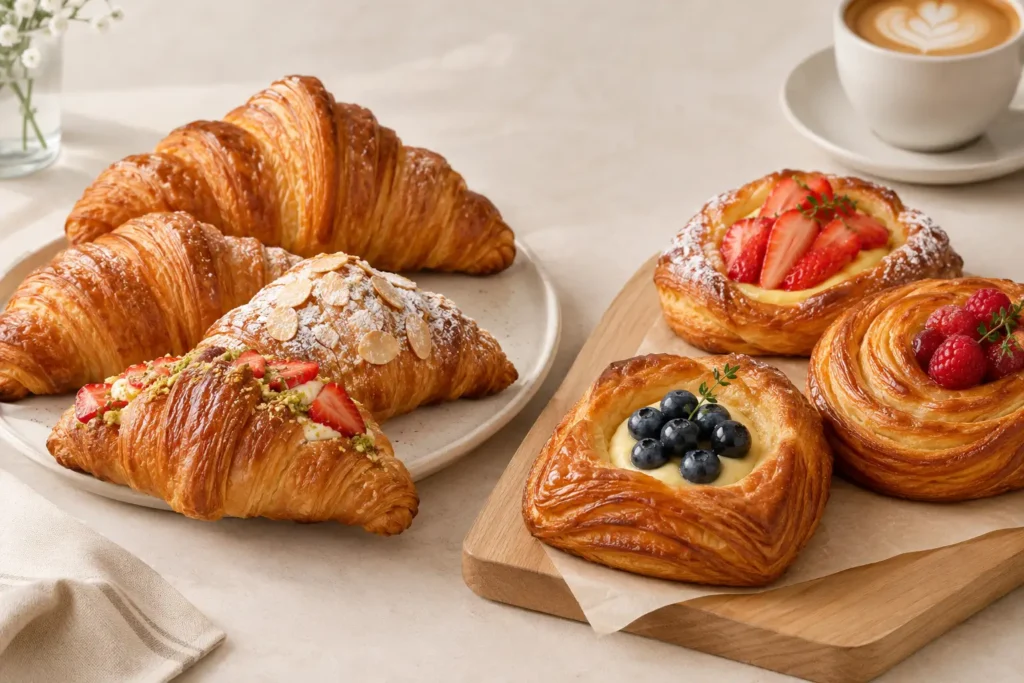 beda croissant dan danish